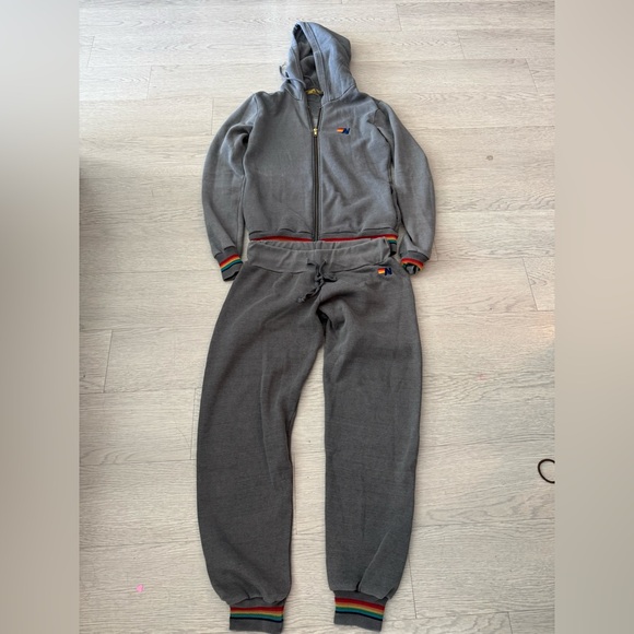 Aviator Nation Jackets & Blazers - Aviator Nation Rainbow Stripe Jacket Set Hoodie And Sweatpants Size S